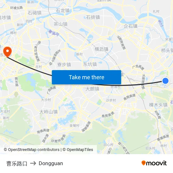 Caole Intersection to Dongguan map