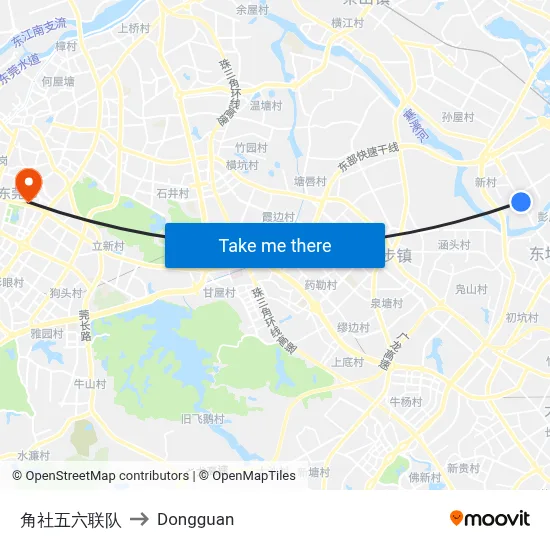 Jiaoshe 56 Brigade to Dongguan map