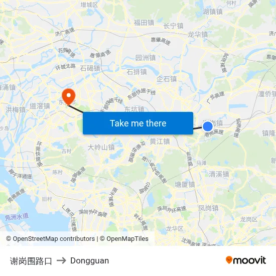 Xiegang Wei Intersection to Dongguan map