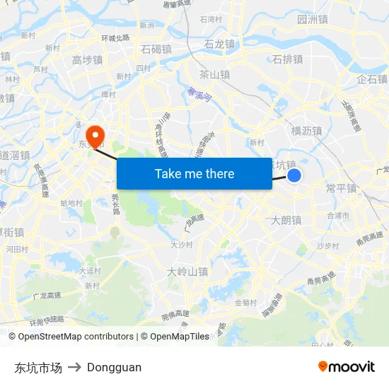 Dongkeng Market to Dongguan map