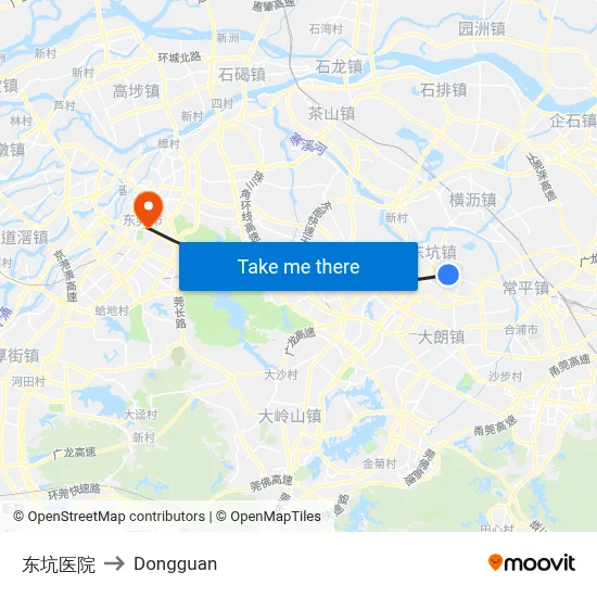 Dongkeng Hospital to Dongguan map