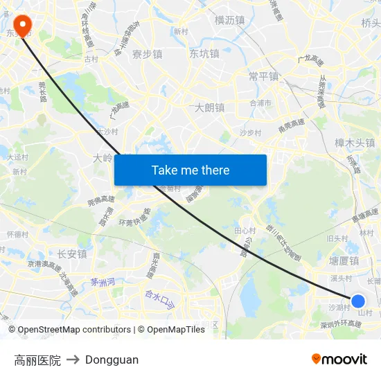 Goryeo Hospital to Dongguan map