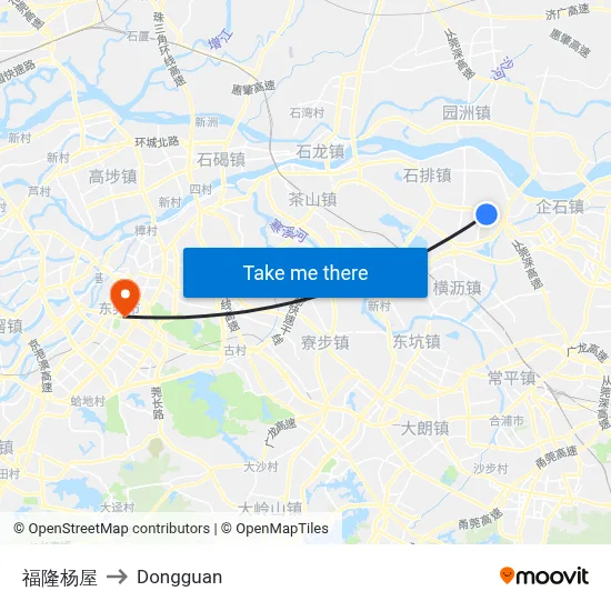 Fulong Yang House to Dongguan map