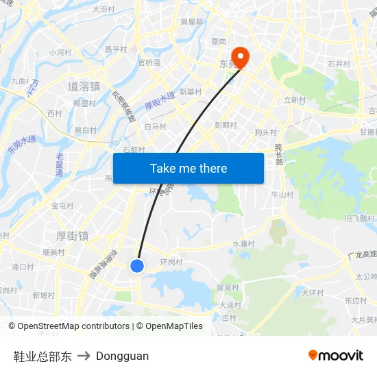 Footwear Headquarters East to Dongguan map