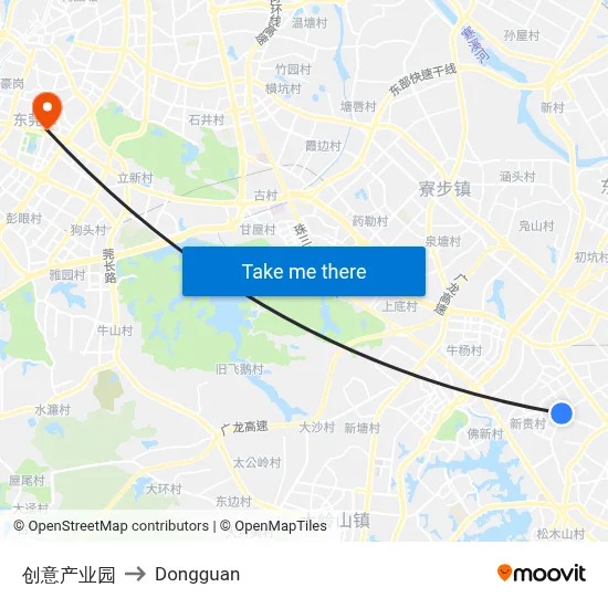 Creative Industrial Park to Dongguan map