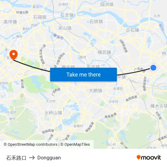 Shihe Intersection to Dongguan map