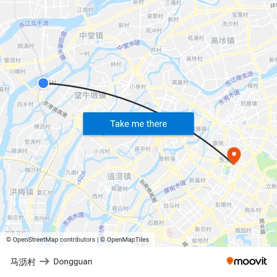 Mali Village to Dongguan map