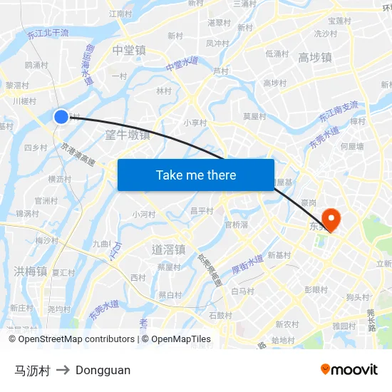 Mali Village to Dongguan map