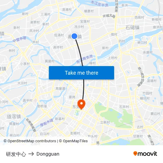 R&D Center to Dongguan map