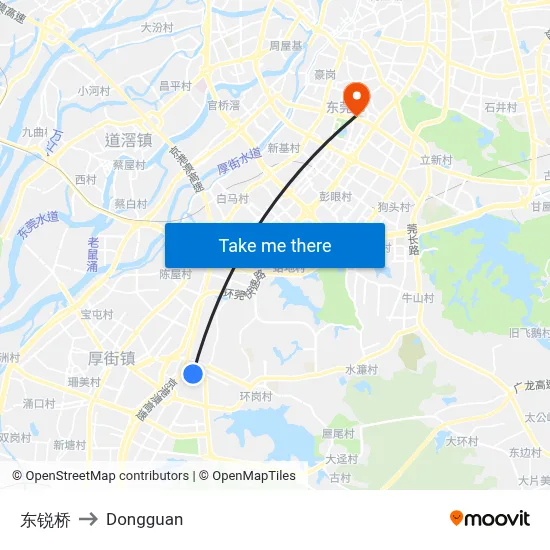 Dongrui Bridge to Dongguan map