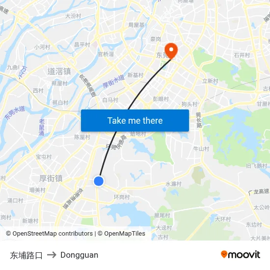 Dongpu Intersection to Dongguan map