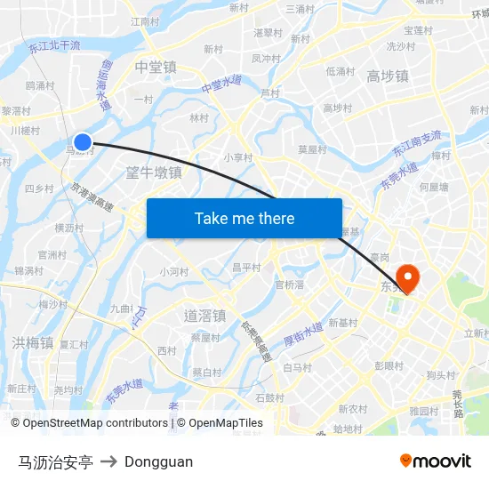 Mali Security Post to Dongguan map
