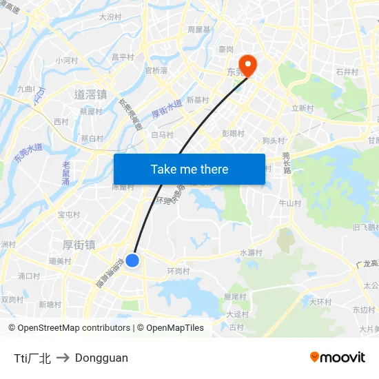 TTI Factory North to Dongguan map
