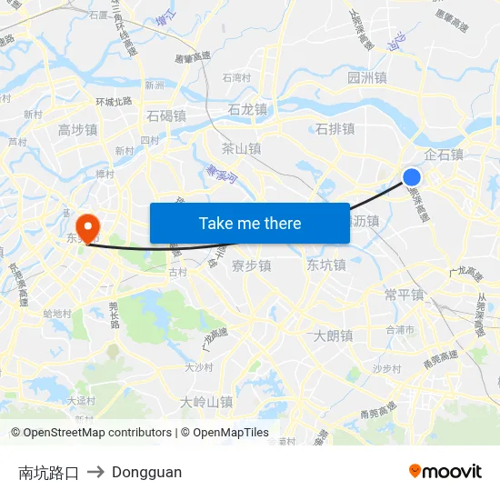 Nankeng Intersection to Dongguan map