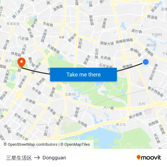 Samsung Living Area to Dongguan map
