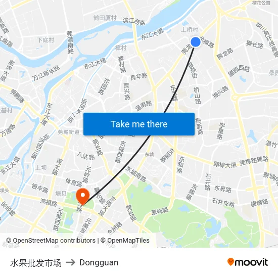 Fruit Wholesale Market to Dongguan map