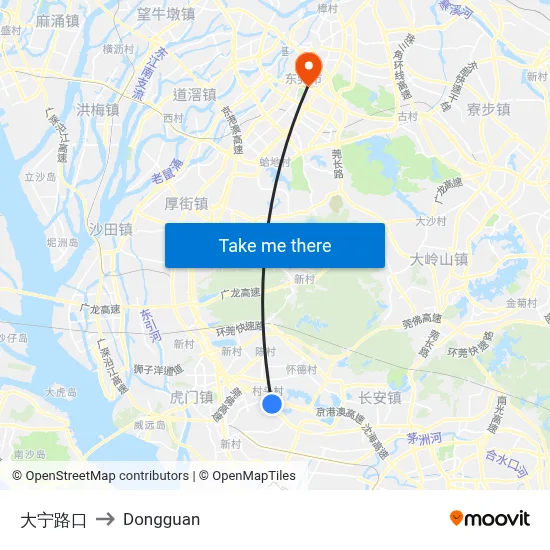 Daning Intersection to Dongguan map
