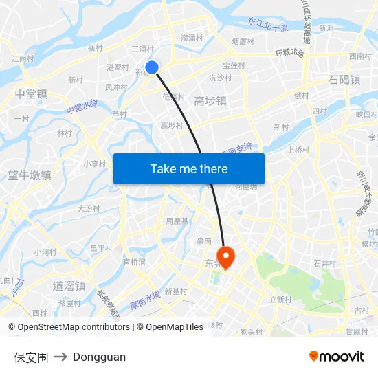 Bao'an Wei to Dongguan map