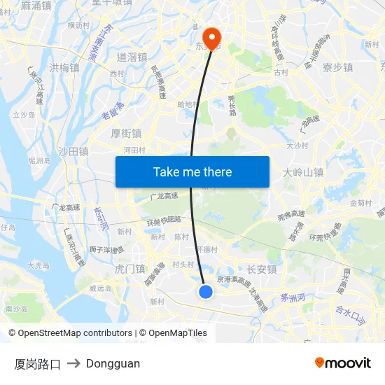 Xiagang Intersection to Dongguan map