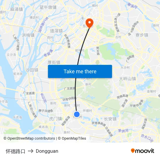 Huaide Intersection to Dongguan map