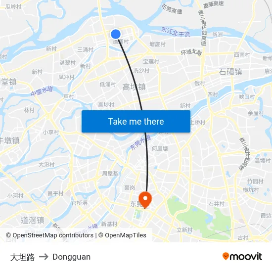 Datan Road to Dongguan map