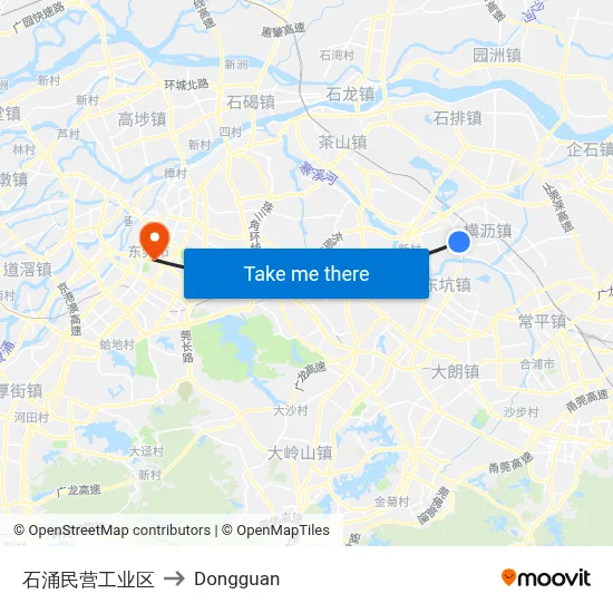 Shiyong Private Industrial Zone to Dongguan map