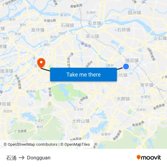 Shek Chung to Dongguan map