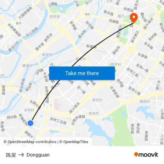 Chen House to Dongguan map