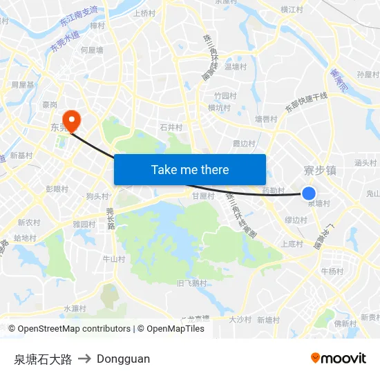 Quantang Shida Road to Dongguan map