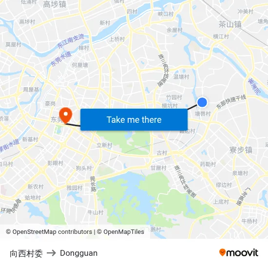 Xiangxi Village Committee to Dongguan map
