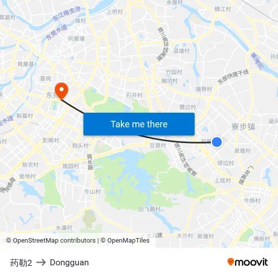 Yaole 2 to Dongguan map
