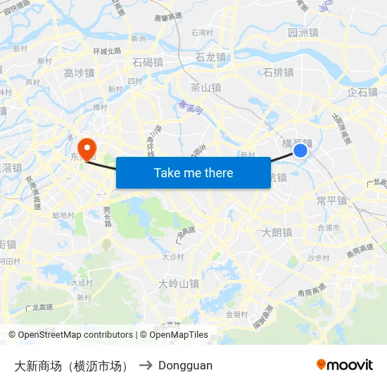Daxin Mall (Hengli Market) to Dongguan map