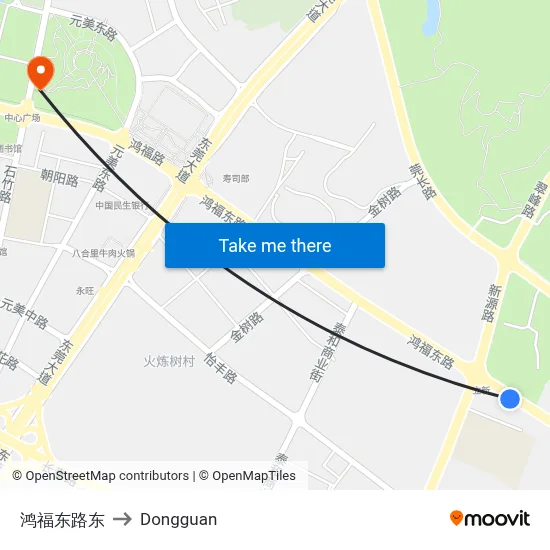 Hongfu East Road East to Dongguan map