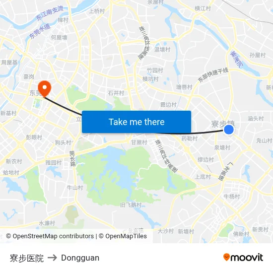 Liaobu Hospital to Dongguan map