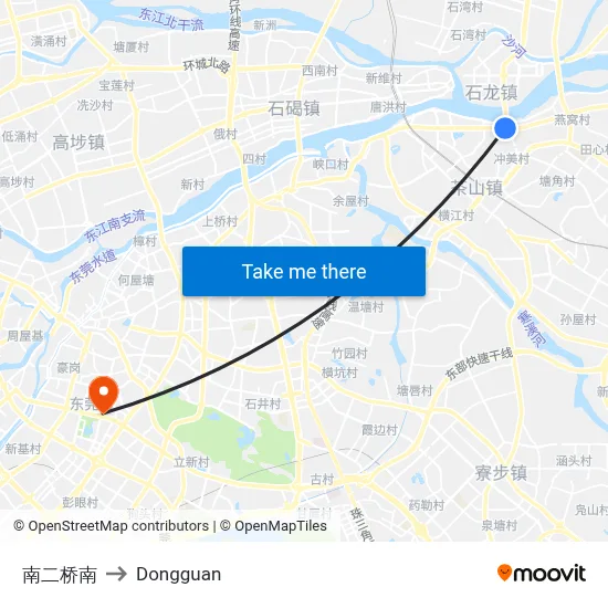 South Second Bridge South to Dongguan map