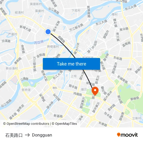 Shimei Intersection to Dongguan map