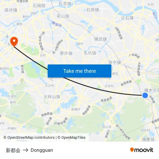 New Metropolitan to Dongguan map