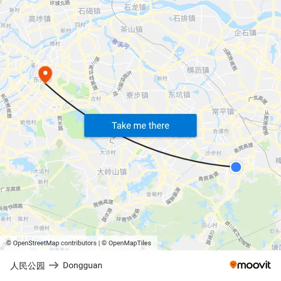 People's Park to Dongguan map