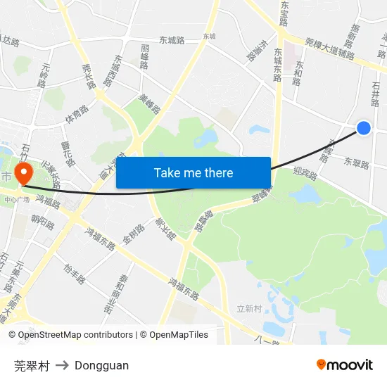 Guancui Village to Dongguan map