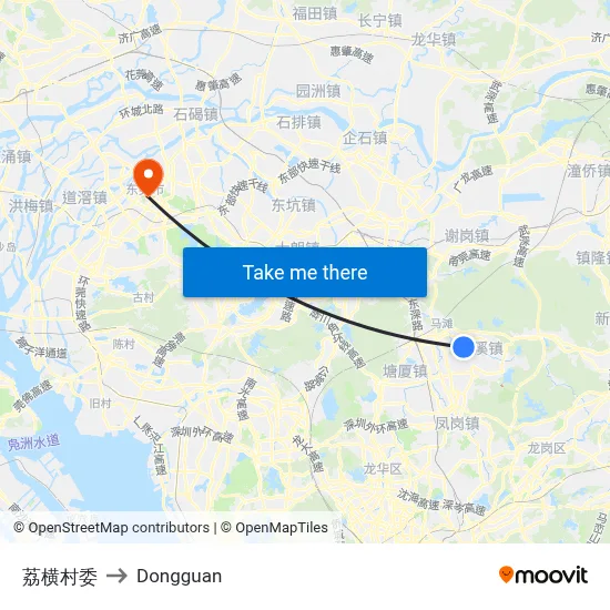 Liheng Village Committee to Dongguan map