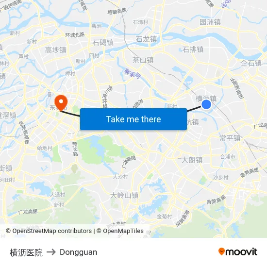 Hengli Hospital to Dongguan map