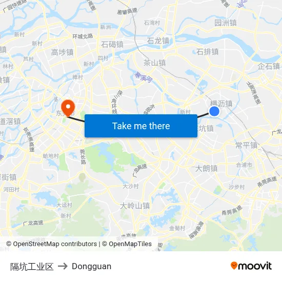 Gekeng Industrial Zone to Dongguan map