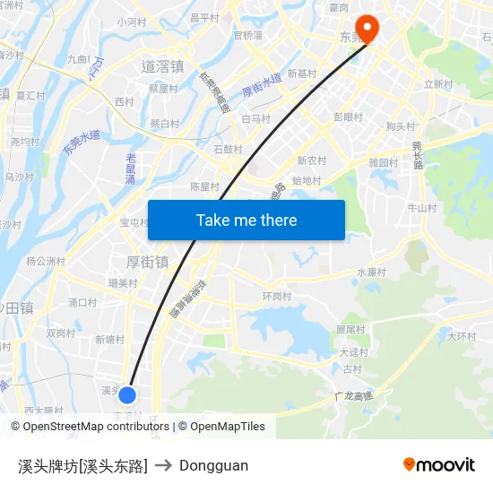 Xitou Archway [Xitou East Road] to Dongguan map