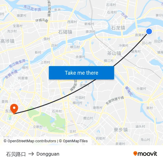 Shibei Intersection to Dongguan map