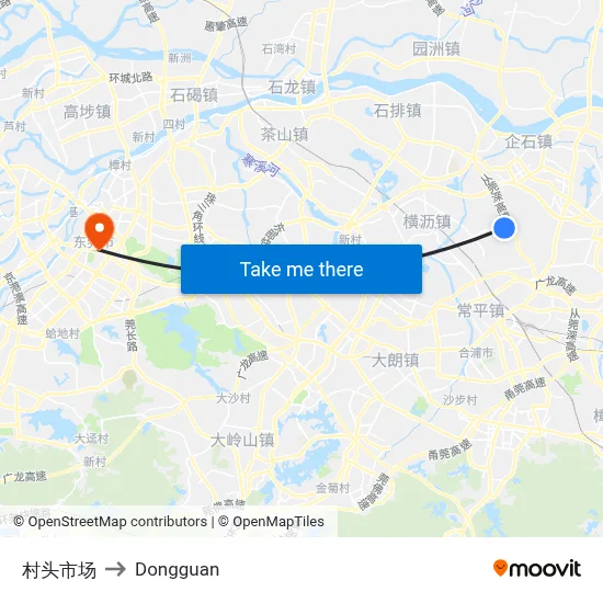 Village Head Market to Dongguan map