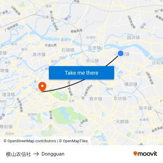 Hongshan Rural Credit Union to Dongguan map