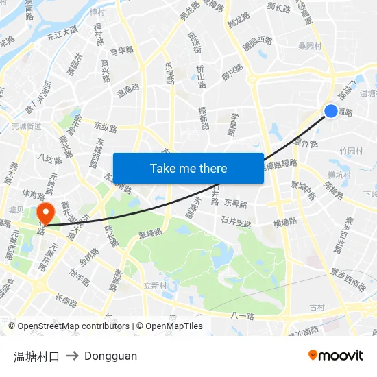 Wentang Village Entrance to Dongguan map