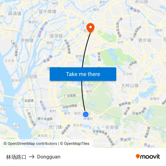 Linchang Junction to Dongguan map
