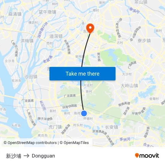 New Shapu to Dongguan map