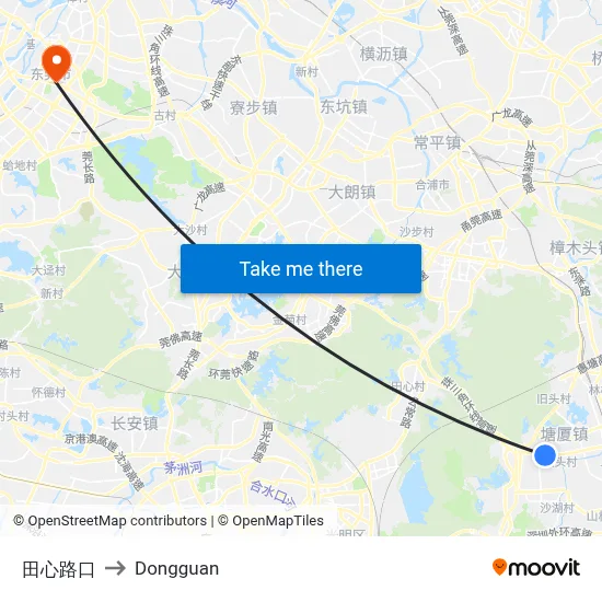 Tianxin Intersection to Dongguan map